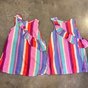 Genuine Kids Osh Kosh Bgosh stripe ruffle matching tops toddler girls 4T twins
